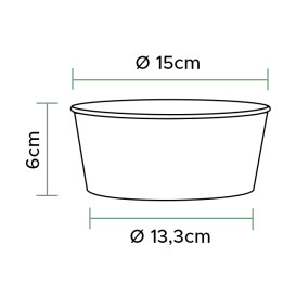 Papieren Vernieuwbare Saladekom witte 775ml Ø15cm (360 stuks)