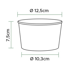 Papieren Vernieuwbare Saladekom witte 635ml Ø12,5cm (45 stuks)