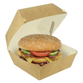 Bakjes Mega Hamburger Kraft Kartonnen Dubbele Sluiting 15,5x15,5x10cm (200 Stuks)