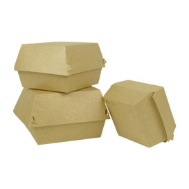 Bakjes Mega Hamburger Kraft Kartonnen Dubbele Sluiting 15,5x15,5x10cm (200 Stuks)