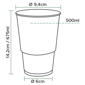 Plastic PP beker transparant 615ml (50 stuks)
