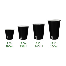 Plastic-Vrije Papieren Beker 12 Oz/360ml Zwart Ø8,0cm (50 stuks)