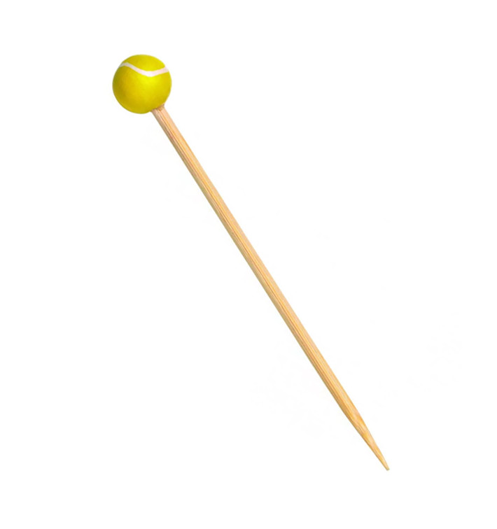 Bamboe vleespennen Tennis Design 12cm (100 stuks) Bamboe vleespennen Tennis Design 12cm (100 stuks)