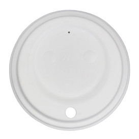 Deksel met Gat Gevormde Celstofvezel Wit Ø9cm (50 Stuks)