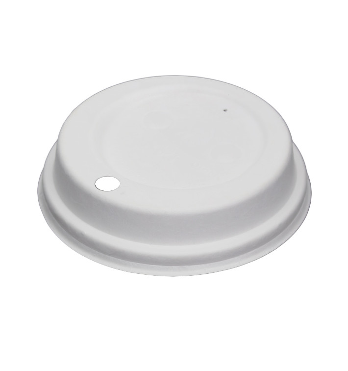 Deksel met Gat Gevormde Celstofvezel Wit Ø9cm (1.200 Stuks) Deksel met Gat Gevormde Celstofvezel Wit Ø9cm (1.200 Stuks)