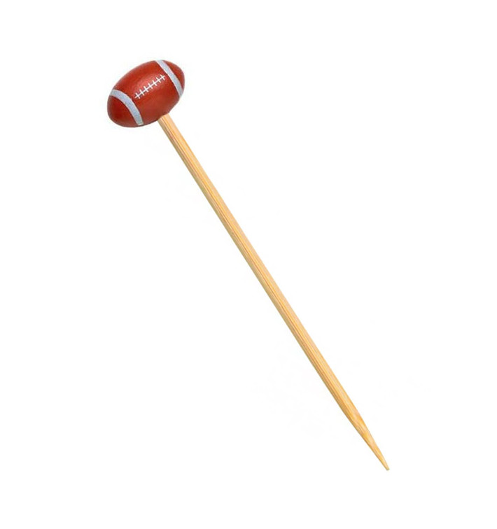 Bamboe vleespennen rugby Design 12cm (100 stuks) Bamboe vleespennen rugby Design 12cm (100 stuks)