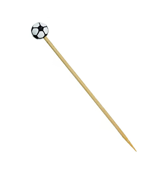 Bamboe vleespennen Voetbal Design 12cm (100 stuks) Bamboe vleespennen Voetbal Design 12cm (100 stuks)