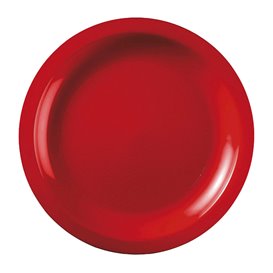 Plastic bord Plat rood "Rond vormig" PP Ø18,5cm (600 stuks)