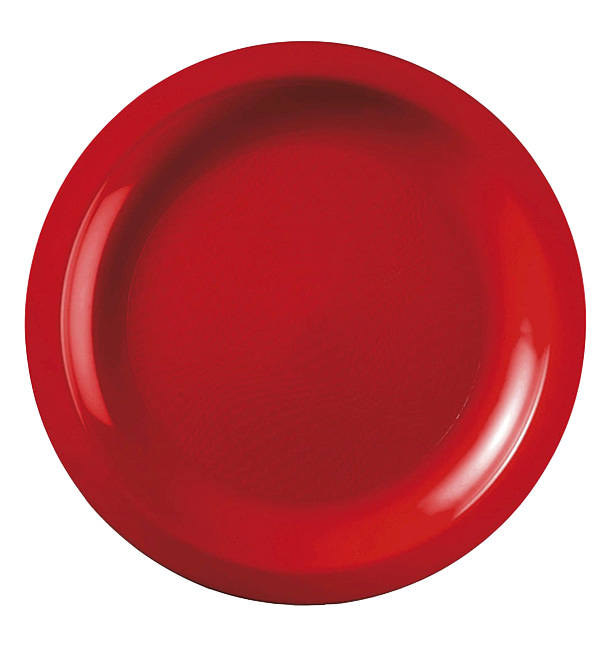Plastic bord Plat rood "Rond vormig" PP Ø18,5cm (600 stuks)