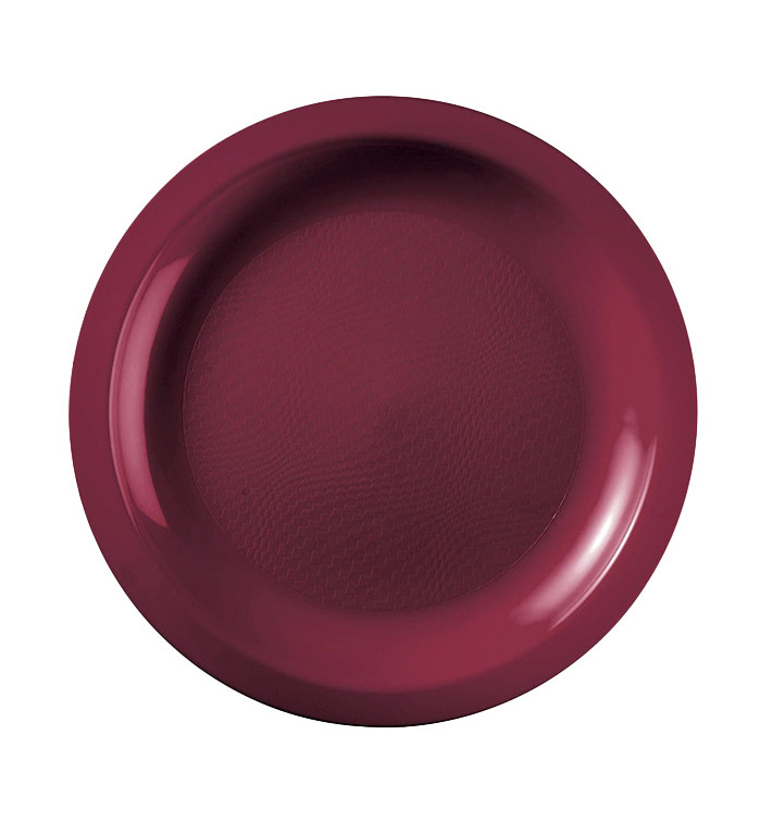 Plastic bord Plat bordeauxrood "Rond vormig" PP Ø18,5cm (50 stuks) Plastic bord Plat bordeauxrood "Rond vormig" PP Ø18,5cm (50 stuks)
