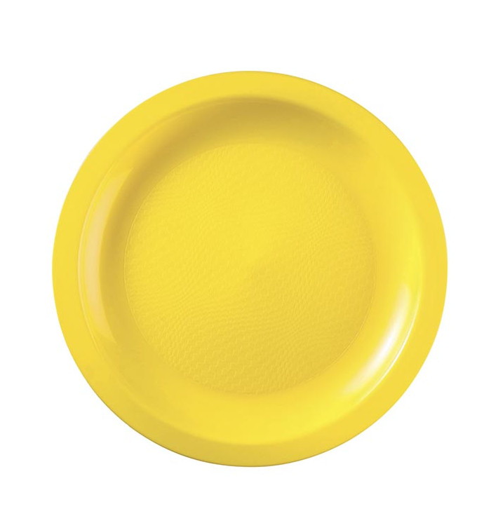 Plastic bord Plat geel "Rond vormig" PP Ø18,5cm (600 stuks)