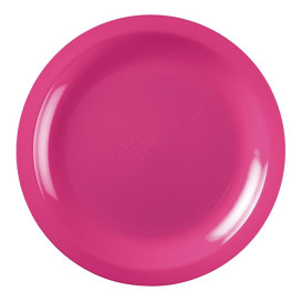 Plastic bord Plat fuchsia "Rond vormig" PP Ø18,5cm (50 stuks) 