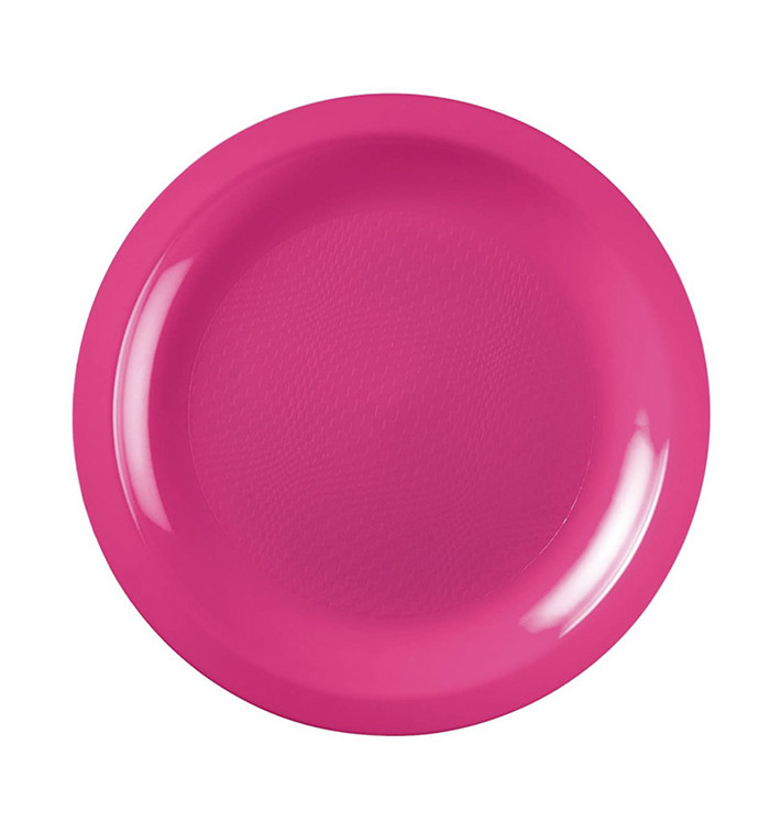 Plastic bord Plat fuchsia "Rond vormig" PP Ø18,5cm (50 stuks) 