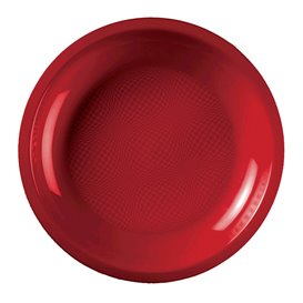 Plastic bord Plat rood "Rond vormig" PP Ø22 cm (25 stuks) 