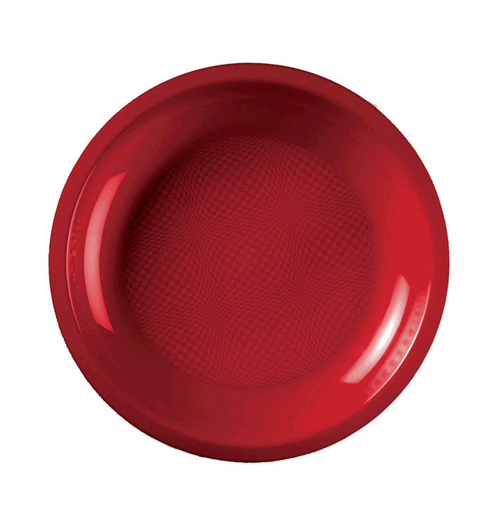 Plastic bord Plat rood "Rond vormig" PP Ø22 cm (600 stuks) Plastic bord Plat rood "Rond vormig" PP Ø22 cm (600 stuks)