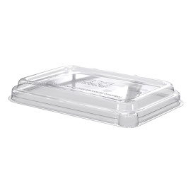 Plastic Deksel RPET transparant voor Suikerriet dienblad Ecologisch 710 en 940 ml (400 stuks)