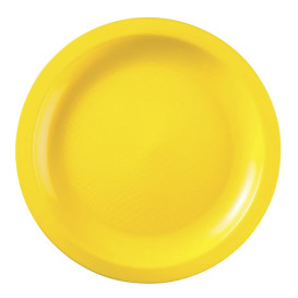 Plastic bord Plat geel "Rond vormig" PP Ø22cm (600 stuks)