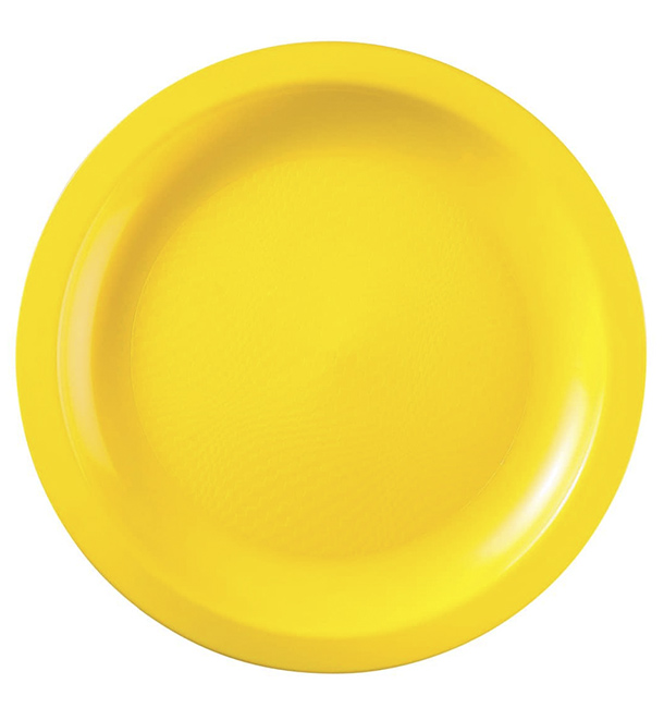 Plastic bord Plat geel "Rond vormig" PP Ø22cm (25 stuks) 
