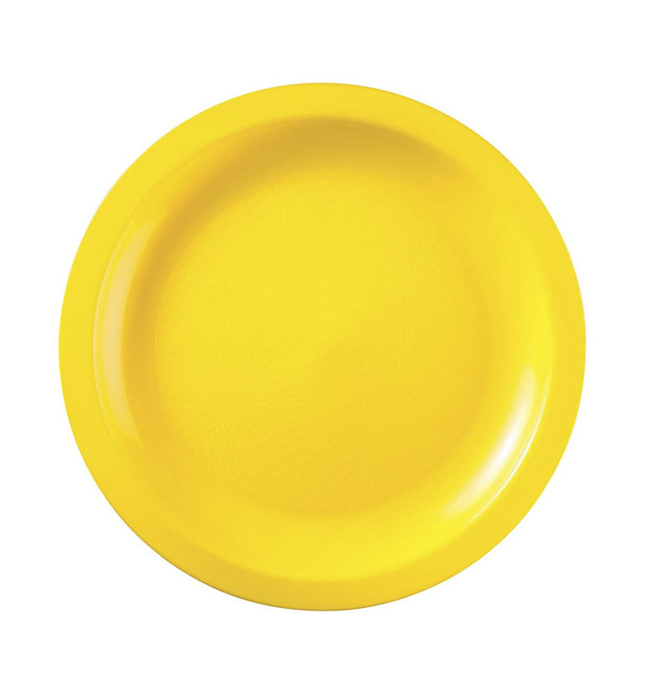 Plastic bord Plat geel "Rond vormig" PP Ø22cm (25 stuks) 