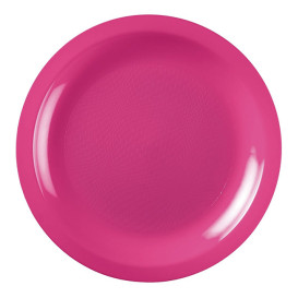 Plastic bord Plat fuchsia "Rond vormig" PP Ø22 cm (50 stuks) 