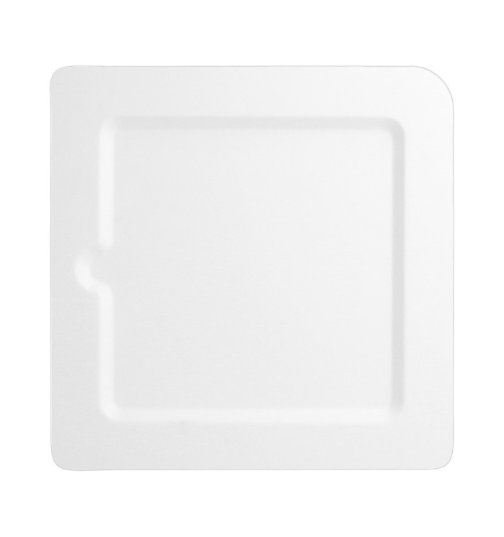 Suikerriet bord Gekerfd wit 20x20 cm (50 stuks) Suikerriet bord Gekerfd wit 20x20 cm (50 stuks)
