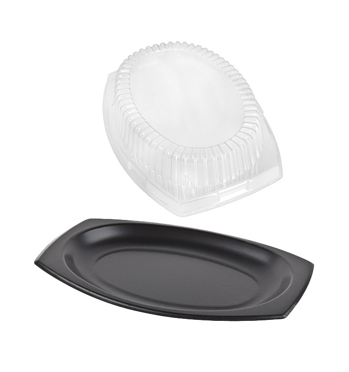 Schuim dienblad zwart met Deksel 23x18cm(500 stuks) Schuim dienblad zwart met Deksel 23x18cm(500 stuks)