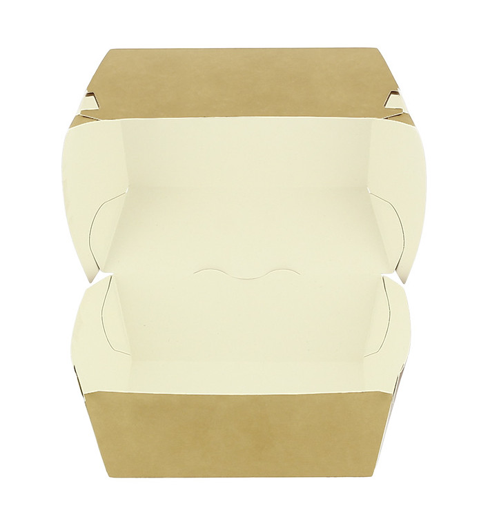 Bakjes XXL Hamburger Kraft Kartonnen Dubbele Sluiting 13x13x9cm (50 Stuks) Bakjes XXL Hamburger Kraft Kartonnen Dubbele Sluiting 13x13x9cm (50 Stuks)