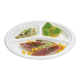 Suikerriet bord Bagasse 3C wit Ø25,3 cm (500 stuks)