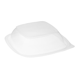 Plastic Deksel voor Deli Container PP Vierkant zwart en creme 16,5x16,5x4cm (300 stuks)