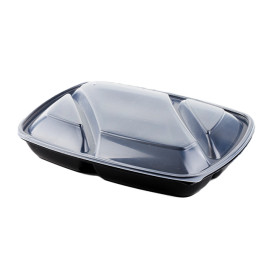 Plastic Deksel voor Deli Container PP Rechthoekige vorm 3C zwart 28x20cm (50 stuks) 