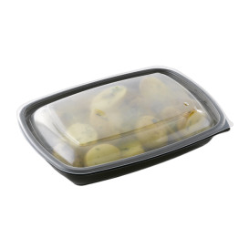 Plastic Deksel voor Deli Container PP Rechthoekige vorm zwart 28x20cm (150 stuks)