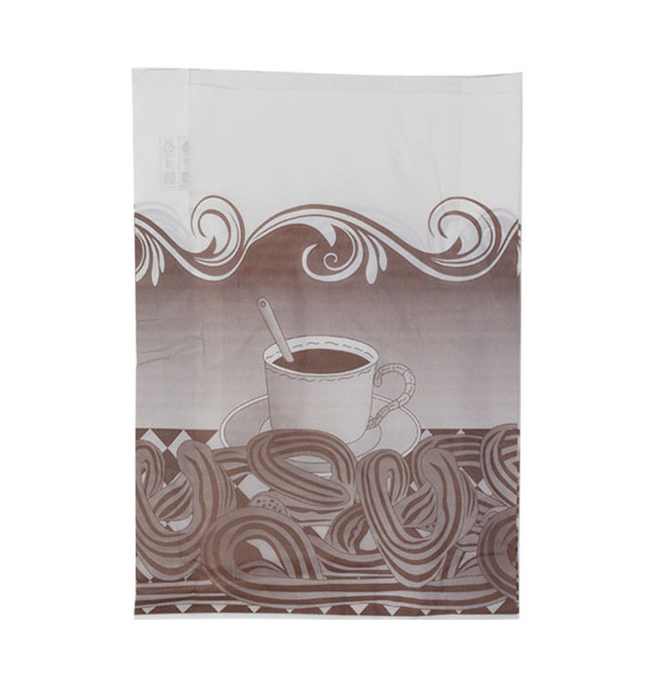 Papieren voedsel zak voor Churros Vetvrij 22+12x36cm (1000 stuks) Papieren voedsel zak voor Churros Vetvrij 22+12x36cm (1000 stuks)