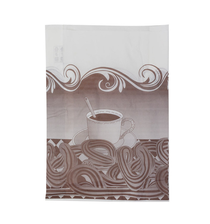 Papieren voedsel zak voor Churros Vetvrij 30+10x42cm (1000 stuks) Papieren voedsel zak voor Churros Vetvrij 30+10x42cm (1000 stuks)