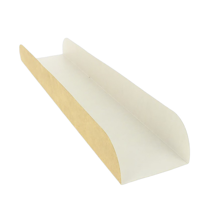 Papieren stokbrood dienblad kraft 30x6,1x3,2cm (100 stuks) Papieren stokbrood dienblad kraft 30x6,1x3,2cm (100 stuks)