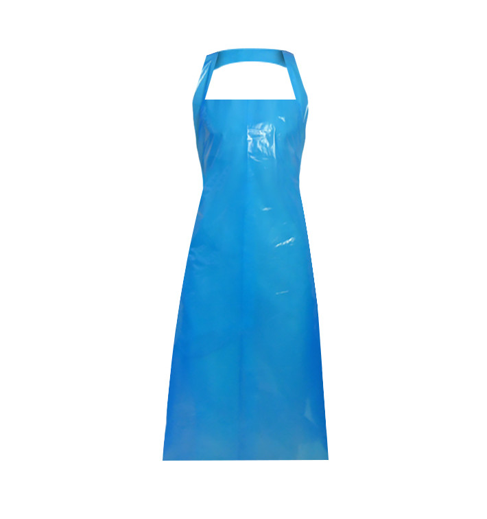 Wegwerp plastic PE schort G150 blauw 76x120cm (100 stuks) Wegwerp plastic PE schort G150 blauw 76x120cm (100 stuks)