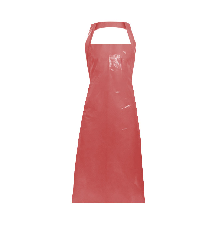 Wegwerp plastic PE schort G80 rood 76x120cm (1000 stuks) Wegwerp plastic PE schort G80 rood 76x120cm (1000 stuks)