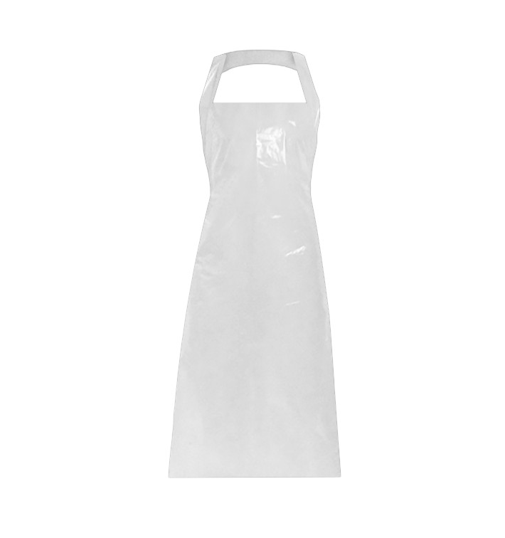 Wegwerp plastic PE schort G100 wit 76x120cm (100 stuks) Wegwerp plastic PE schort G100 wit 76x120cm (100 stuks)