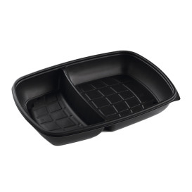 Plastic deli Container PP 2C zwart 1300ml 28x20x4cm (150 stuks)