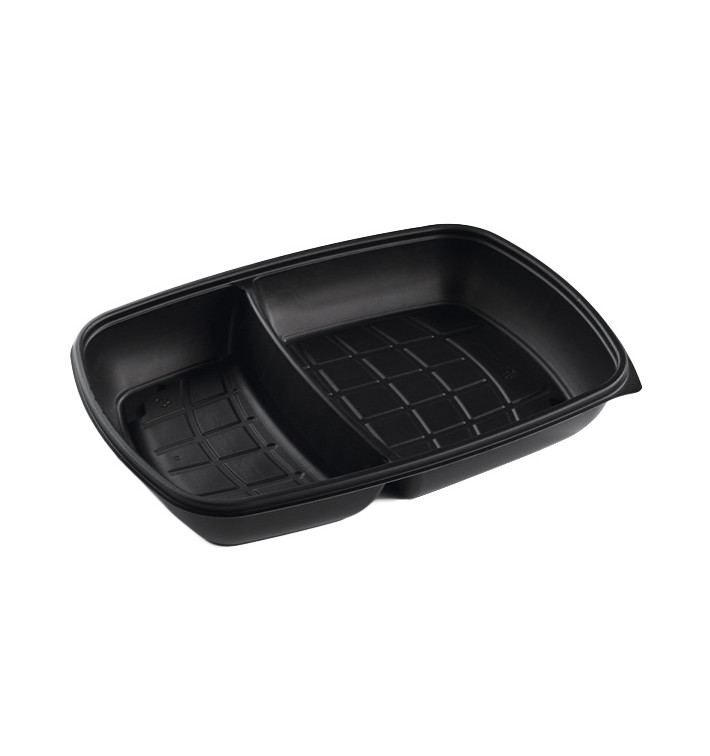 Plastic deli Container PP 2C zwart 1300ml 28x20x4cm (150 stuks) Plastic deli Container PP 2C zwart 1300ml 28x20x4cm (150 stuks)
