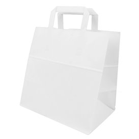 Papieren zak met handgrepen wit Plat 70g/m² 26+18x26cm (250 stuks)