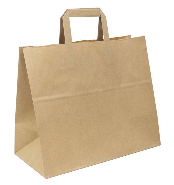 Papieren zak met handgrepen kraft Plat 70g/m² 32+22x26cm (50 stuks) Papieren zak met handgrepen kraft Plat 70g/m² 32+22x26cm (50 stuks)