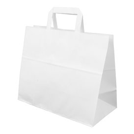 Papieren zak met handgrepen wit Plat 70g/m² 32+22x26cm (50 stuks) 