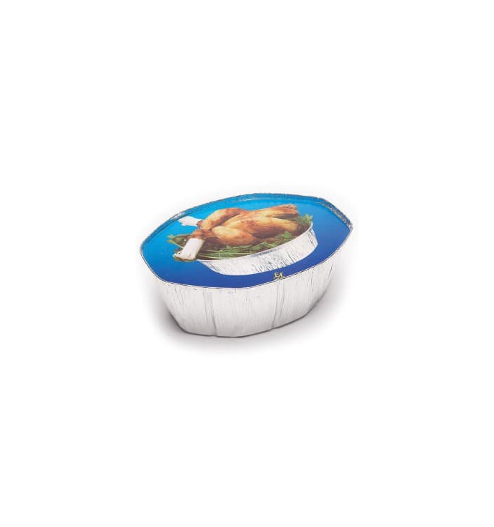 Papieren Deksel voor Folie pan Ovaal vormig 2400ml blauw Papieren Deksel voor Folie pan Ovaal vormig 2400ml blauw