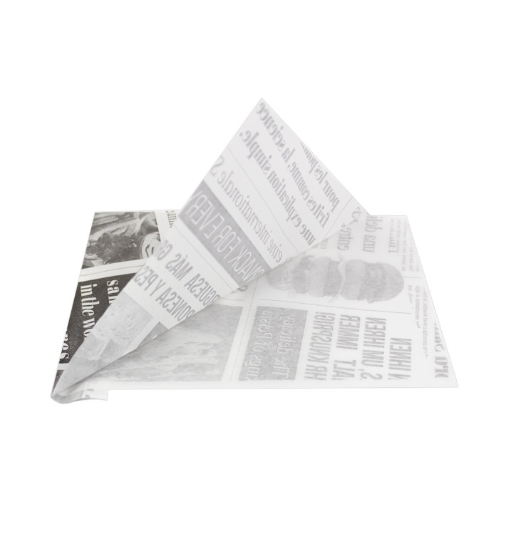 Papieren voedsel zak Vetvrij Opened 2L "News" 15x16cm (4000 stuks) Papieren voedsel zak Vetvrij Opened 2L "News" 15x16cm (4000 stuks)