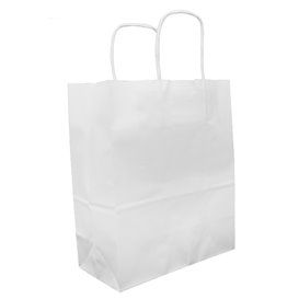 Papieren zak met handgrepen kraft wit 100g/m² 22+11x27cm (25 stuks) 