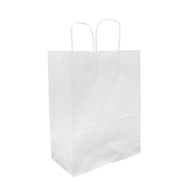 Papieren zak met handgrepen kraft wit 100g/m² 25+13x33cm (200 stuks) Papieren zak met handgrepen kraft wit 100g/m² 25+13x33cm (200 stuks)
