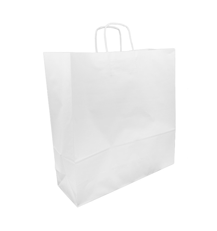 Papieren zak met handgrepen kraft wit 100g/m² 44+15x46cm (25 stuks) Papieren zak met handgrepen kraft wit 100g/m² 44+15x46cm (25 stuks)