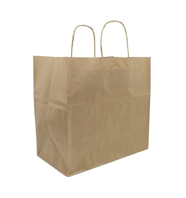 Papieren zak met handgrepen kraft bruin 80g/m² 26+20x27cm (25 stuks) Papieren zak met handgrepen kraft bruin 80g/m² 26+20x27cm (25 stuks)