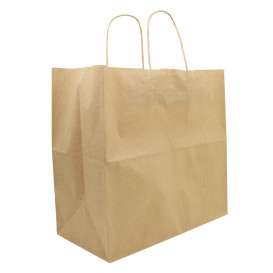 Papieren zak met handgrepen kraft bruin 90g/m² 32+16x31cm (50 stuks)