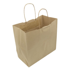 Papieren zak met handgrepen kraft bruin 100g/m² 27+14x26cm (200 stuks)